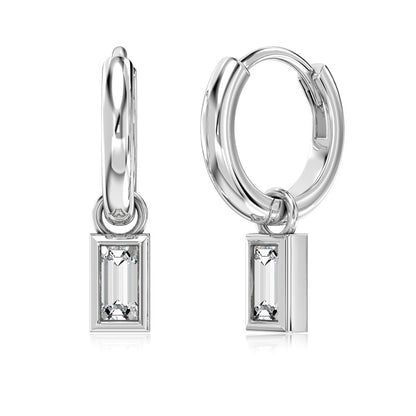 Newly Arrived at Buy Center: Fashionable High-end Design S925 Sterling Silver White Rectangular Inlaid Exquisite Ear Ring Small