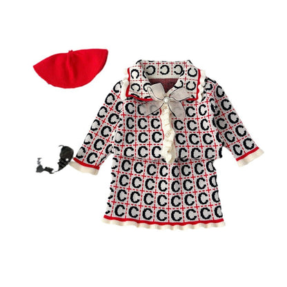 Fresh Arrivals at Buy Center: Kids' Sweater Suit Knitted Cardigan Two-piece Set