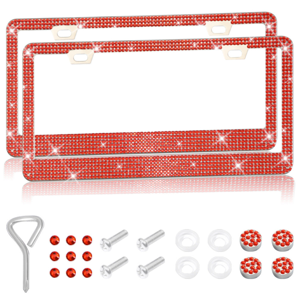 Newly Released at Buy Center: Fresh on the Scene at Buy Center: Stick-on Crystals License Plate Frame US Standard Acrylic Diamond License Plate Frame Double Red