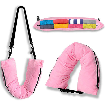 Newly Released at Buy Center: Refillable Travel Pillow Portable Clothes Luggage Storage Pillow Pink 75x17cm