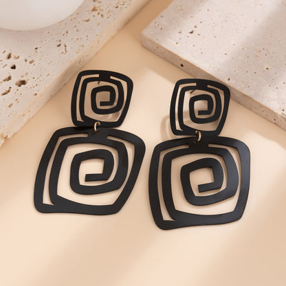 New Irregular Exaggerated Square Spiral Stud Earrings Iron