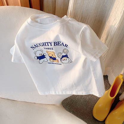 Hot New Items at Buy Center: Children's Half Sleeve Top Summer Wear White NAU Naughty Bear