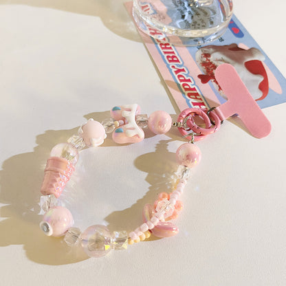 New Sweet Ins Ice Cream Bracelet DIY Mobile Phone Lanyard Pink