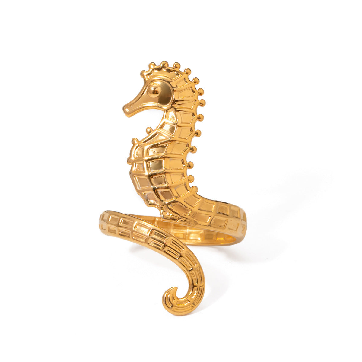 Hot New Items at Buy Center: Ocean 18K Gold Stainless Steel Seahorse Opening Ring