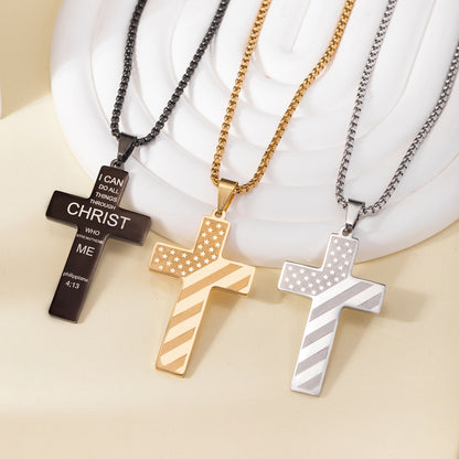 Fresh on the Scene at Buy Center: Men's Fashion Hip-hop Fashion Titanium Steel Electroplated Cross Pendant Necklace