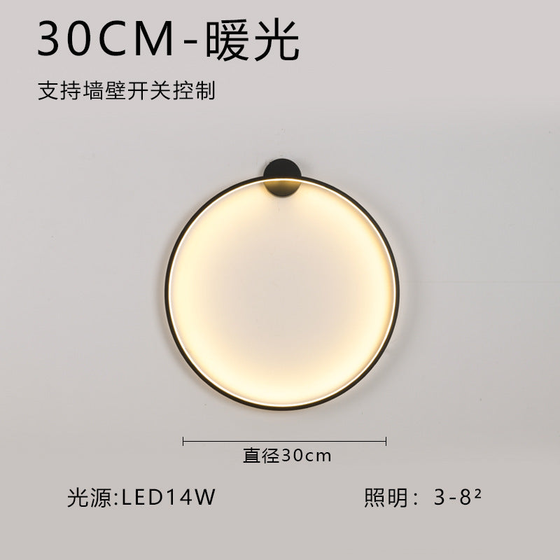 Newly Released at Buy Center: Minimalist Round Bedroom Bedside Lamp Wireless Living Room Sofa Background Wall Hotel Decorative Wall Lamp 30CM Warm Light