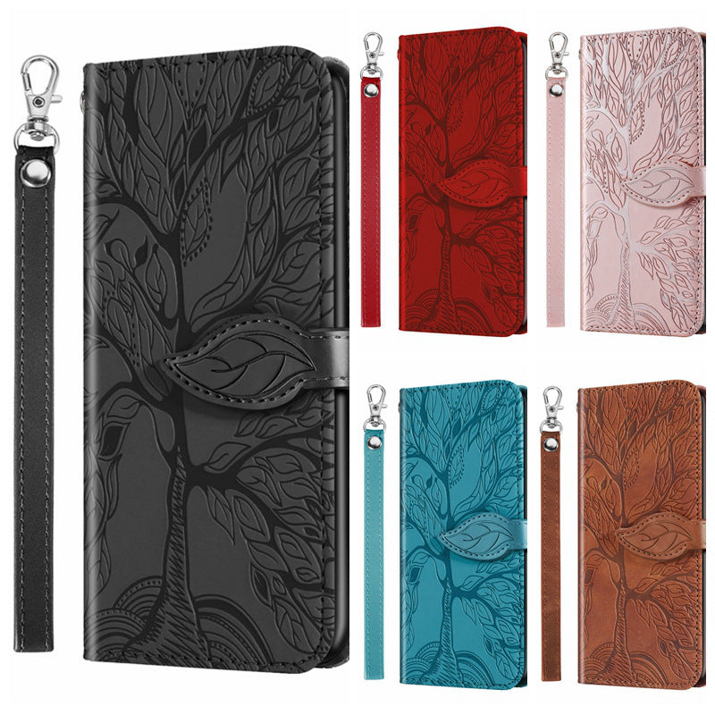 Now Available at Buy Center: Retro Lucky Tree Embossed Leather Phone Case Protective