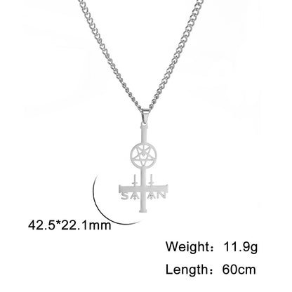 Fresh Arrivals at Buy Center: Men's Simplicity Inverted Cross Five-pointed Star Round Pendant Cross Necklace