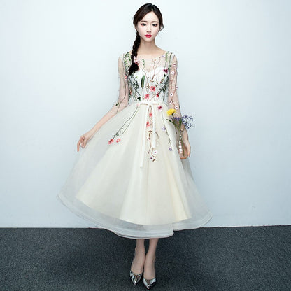 Fresh Arrivals at Buy Center: Korean Style Elegant Banquet Party Slimming Dress Women Champagne Mid Length Strap