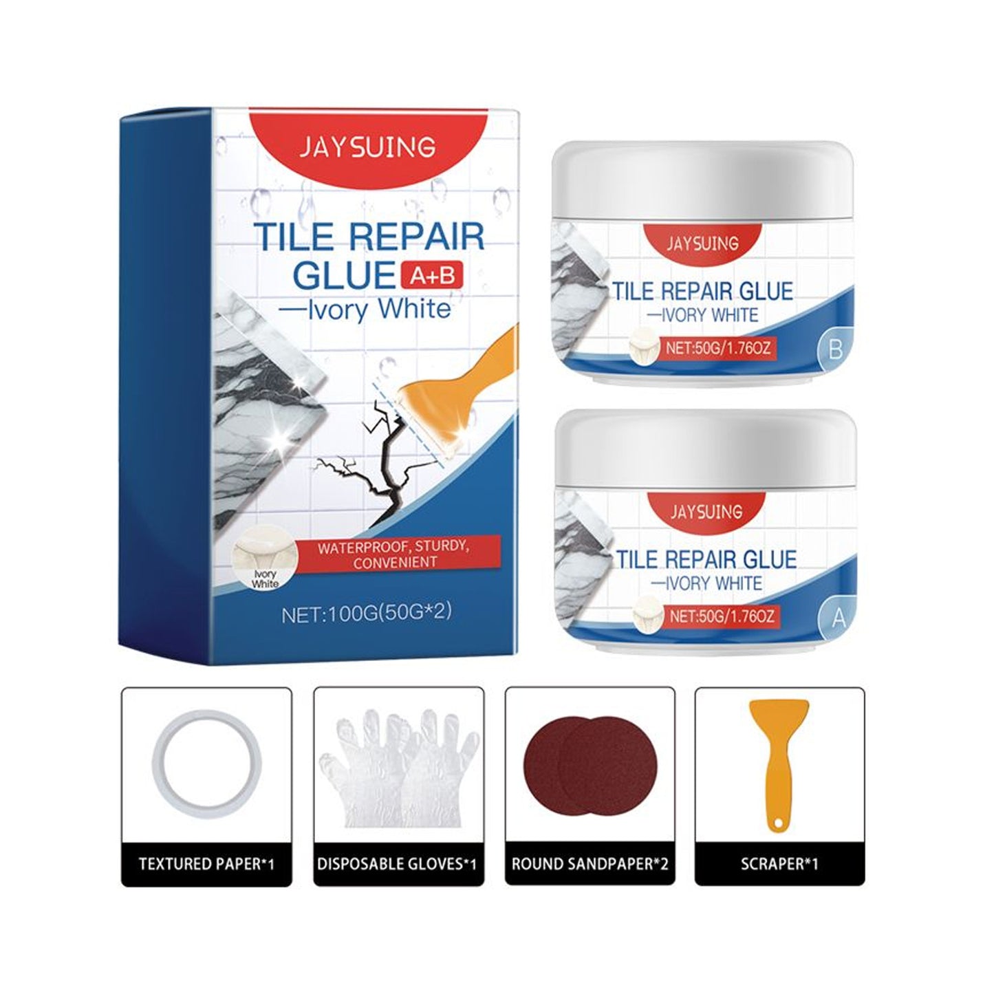 Just Arrived at Buy Center: Tile Repair Glue Living Room Bathroom Leak Repair Ivory White 100g