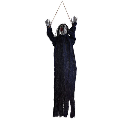 Hot New Arrivals at Buy Center: Halloween Decoration Hanging Ghost Haunted House Secret Room Layout Props Black Hair Blue Clothing