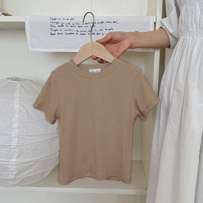 Fresh Arrivals at Buy Center: Children's T-shirt Top Solid Color Mask T Brown