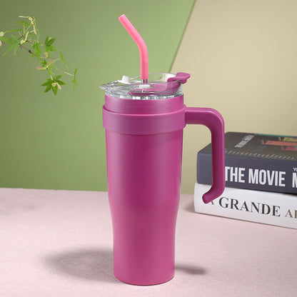 Fresh Arrivals at Buy Center: Portable Cup Double Layer With Straw Rose Single Cup 1200ML