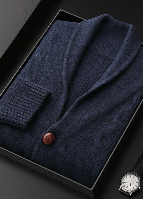 Men's Thickened Coat Twisted Collar Button Fashion Knitwear