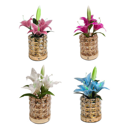 New Luminous Lily Crystal Flowerpot Small Night Lamp Simple And Light Luxury Advanced Sense