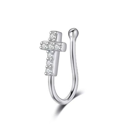 Hot New Items at Buy Center: Women's Cross Without Piercing Diamond Nasal Splint Silver