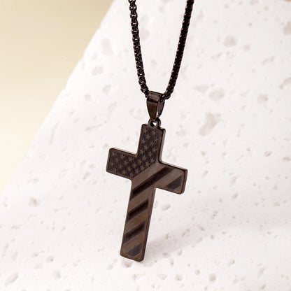 Fresh on the Scene at Buy Center: Men's Fashion Hip-hop Fashion Titanium Steel Electroplated Cross Pendant Necklace