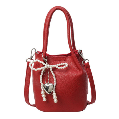 New Handbag Women's 2 Tote Bag Cross Body Bucket Bag Red