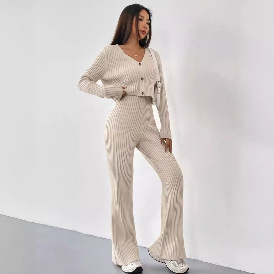 New at Buy Center: Women's Clothing Straight-leg Pants V-neck Washing And Drying Suit