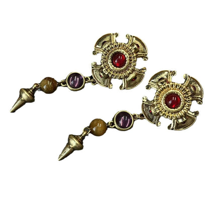 New Western Retro Tigereye Long Earrings