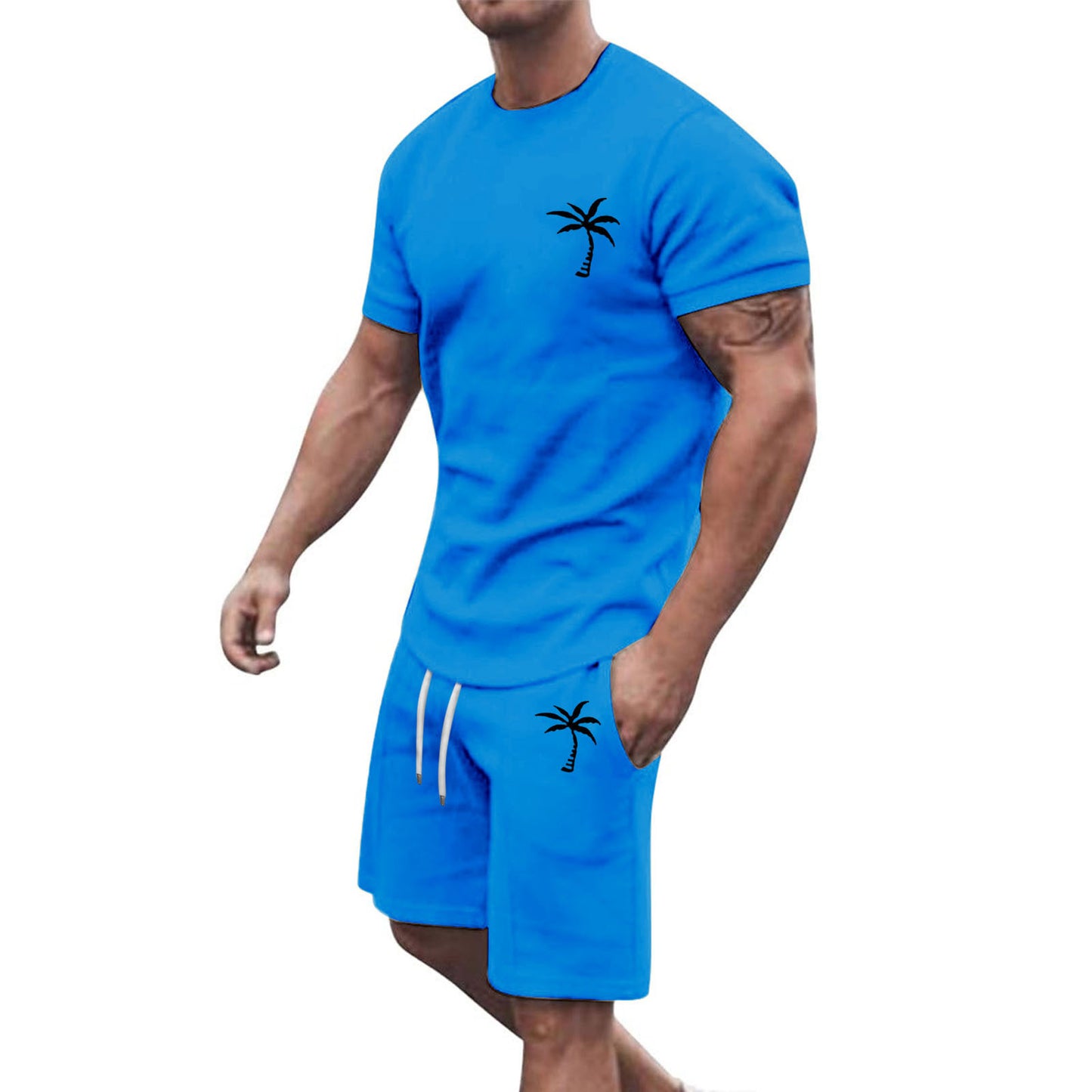 Fresh on the Scene at Buy Center: Short-sleeved Shorts Sports And Leisure Suit Light Blue