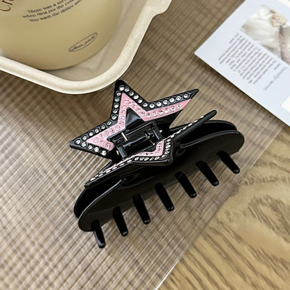 New Real Acetic Acid Grip Night Elf Rhinestone Butterfly French Diamond Shark Clip Black Pink Pentagram