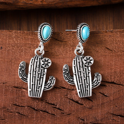 Trending Now at Buy Center: Vintage Vintage Cactus Pendant Earrings Turquoise