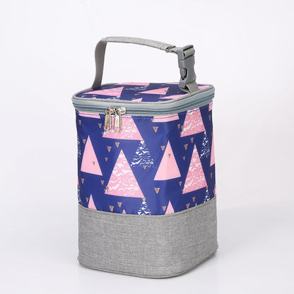 Now Available at Buy Center: Oxford Cloth Portable Feeding Bottle Bag Aluminum Foil Heat And Cold Insulation Mummy Out Lunch Box Bag Navy Blue Triangle