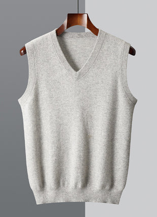 Casual Middle-aged V-neck Vest Sleeveless Sweater