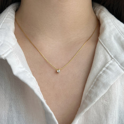 Trending Now at Buy Center: Sterling Silver Necklace Simple Zircon Inlaid Design