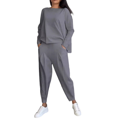 New Women's Irregular Design Long-sleeved Sweater Harem Pants Suit