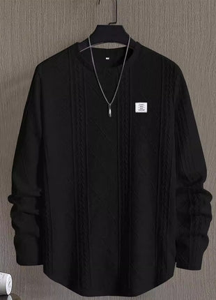 Men's Letter Chest Detail Casual Loose Round Neck Pullover Long Sleeve