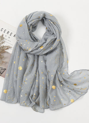 Polyester Accessories Star Moon Wear TR Cotton Starry Sky Bronzing Women's Scarf