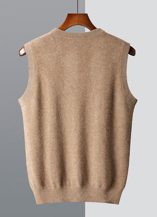 Casual Middle-aged V-neck Vest Sleeveless Sweater