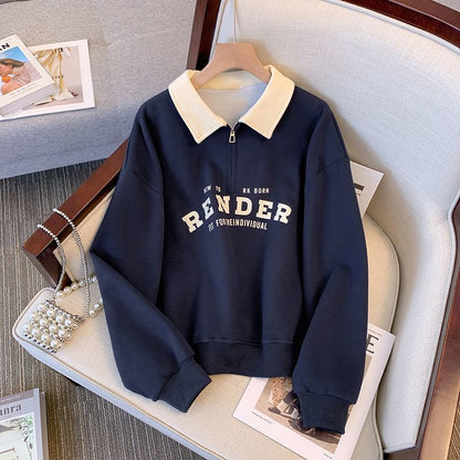 Spring And Autumn Color Matching Long-sleeved Thin Sweater Female Student Top