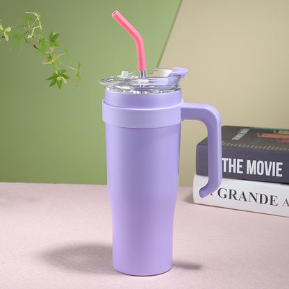 Fresh Arrivals at Buy Center: Portable Cup Double Layer With Straw Purple Single Cup 1200ML