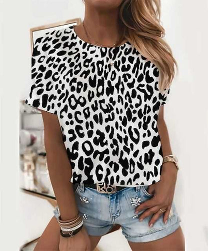 Just Arrived at Buy Center: Fashion Leopard Print Casual Short Sleeve 3e5Z5JJ