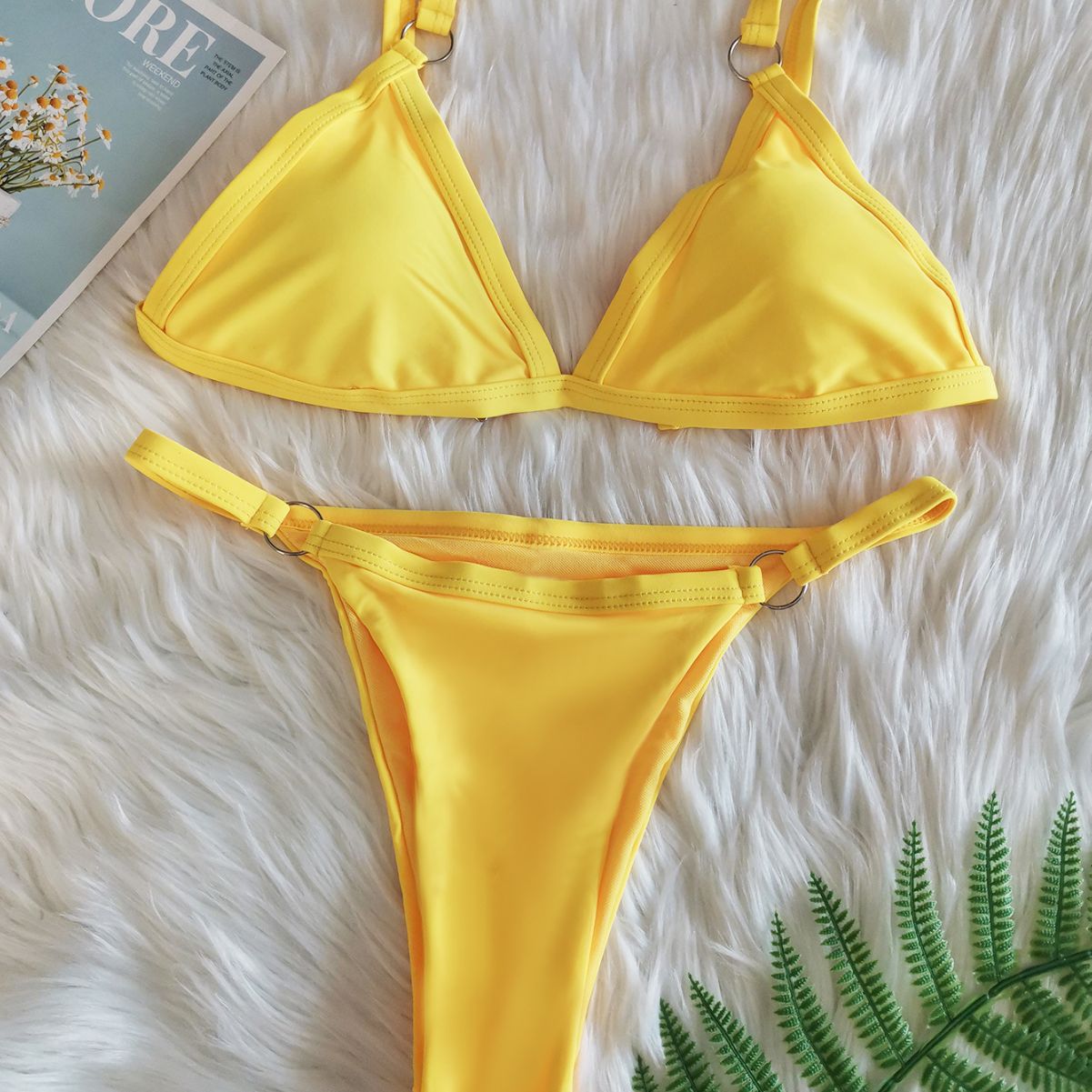 Hot New Items at Buy Center: Pure Color Bikini Split Swimsuit Two-piece