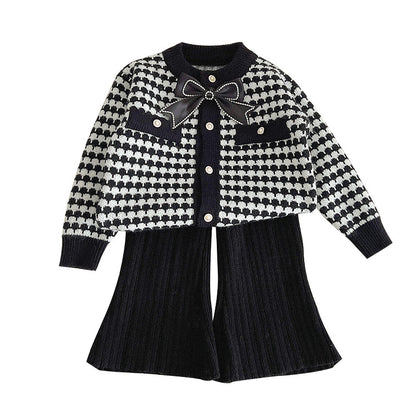 Hot New Items at Buy Center: Girls' Coat Wool Bowknot Chanel Style Sweater Autumn And Winter Clothing