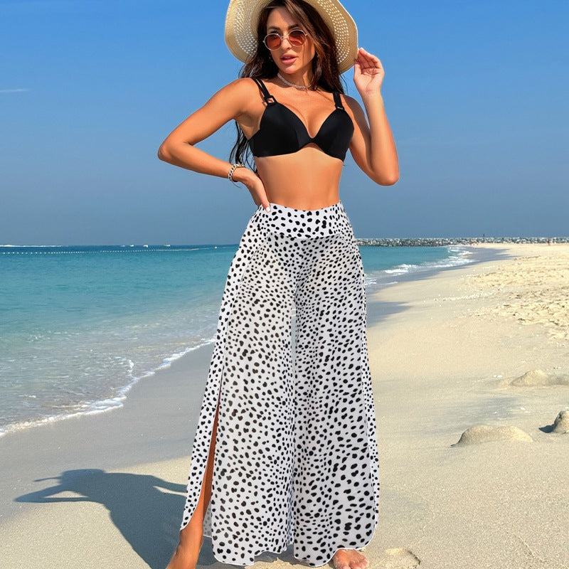 Just Arrived at Buy Center: Swimsuit Women's Bikini Pants Three-piece Suit Black With Polka Dot Set