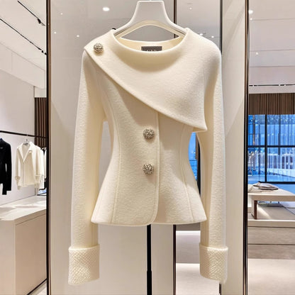 Manteau blanc de style classique, haut de gamme pour l'automne