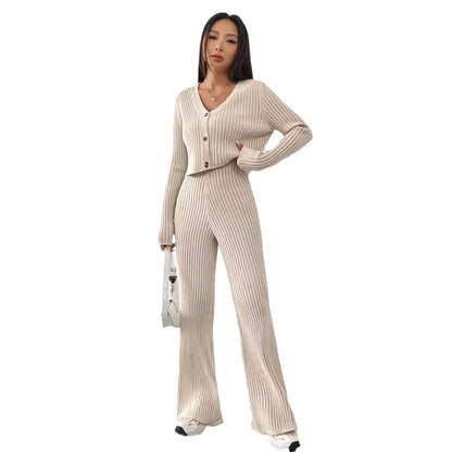 New at Buy Center: Women's Clothing Straight-leg Pants V-neck Washing And Drying Suit