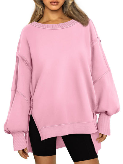 Fresh Arrivals at Buy Center: Women's Hooded Fashion Round-neck Sweater Pink