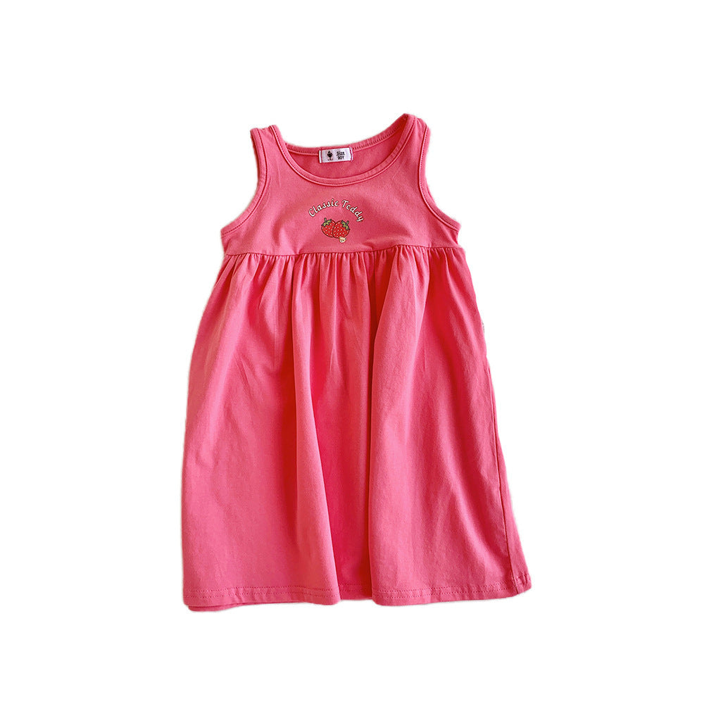 Newly Released at Buy Center: Girls' Vest Dress Fruit Printed Cotton Princess Dress