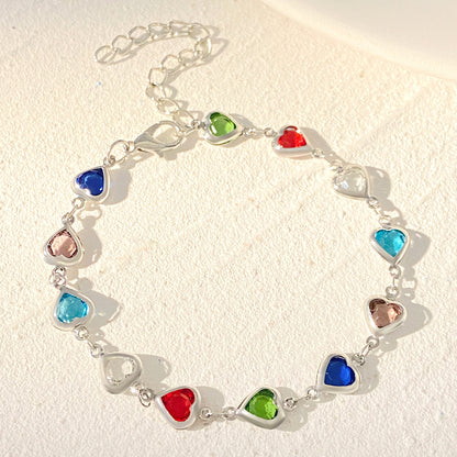 Fresh on the Scene at Buy Center: Colored Loving Heart Zircon Bracelet White KX488