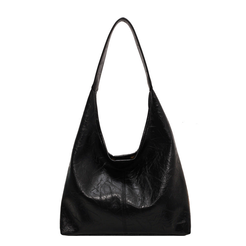 Trending Now at Buy Center: New All-match Soft Leather Shoulder Large Capacity Leisure Combination Tote Bag Black