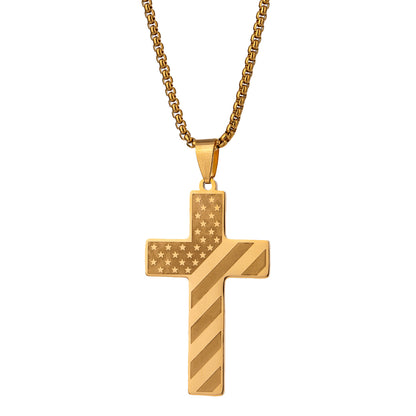 Fresh on the Scene at Buy Center: Men's Fashion Hip-hop Fashion Titanium Steel Electroplated Cross Pendant Necklace