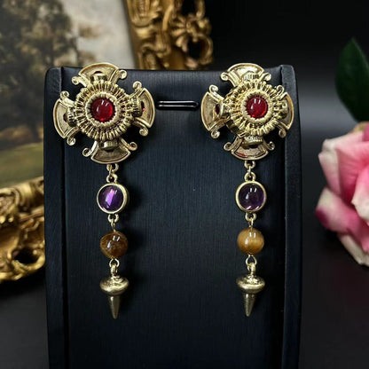 New Western Retro Tigereye Long Earrings Eardrops