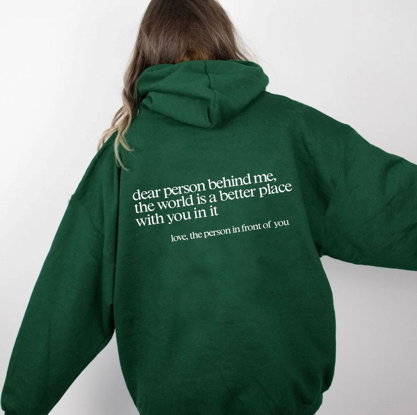 Fresh Arrivals at Buy Center: Every Thing Will Be Okay Creative Letter Hoody Female Casual Pocket Hoodie Fashion Loose Clothes Warm Comfortable Pullover Dark Green