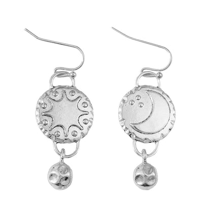 Fresh Arrivals at Buy Center: Geometric Round Sun Moon Print Earrings Fashion